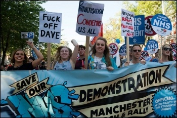 TUC demonstration in Manchester against Tory Party conference 29/09/13 demands Save our NHS, photo Paul Mattsson