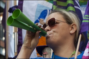 TUC demo in Manchester: 50,000 march against Tories demanding action on NHS, photo Paul Mattsson