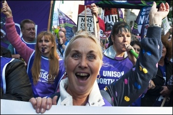 TUC demo in Manchester: 50,000 march against Tories demanding action on NHS, photo Paul Mattsson