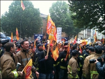 FBU demo, London 16.10.13, photo by Ian Pattison