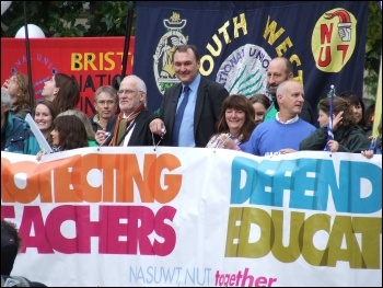 Striking teachers demonstrating in Bristol, 17.10.13, photo Matt Carey