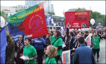 Striking teachers demonstrating in Bristol, 17.10.13, photo by Matt Carey