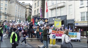 Striking teachers demonstrating in Bristol, 17.10.13, photo by Matt Carey