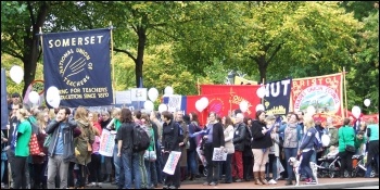 Striking teachers demonstrating in Bristol, 17.10.13, photo by Matt Carey