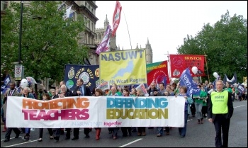 Teachers strike and march in Bristol 17 October 2013 as part of selective action by the NUT and NASUWT, photo Matt Carey Teachers strike and march in Bristol 17 October 2013 as part of selective action by the NUT and NASUWT, photo Matt Carey