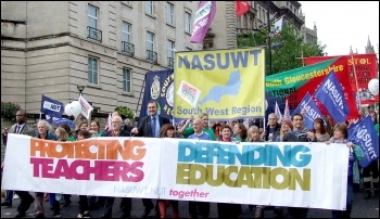 Teachers strike and march in Bristol 17 October 2013 as part of selective action by the NUT and NASUWT, photo Matt Carey