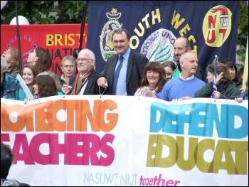 Teachers strike and march in Bristol 17 October 2013 as part of selective action by the NUT and NASUWT, photo Matt Carey
