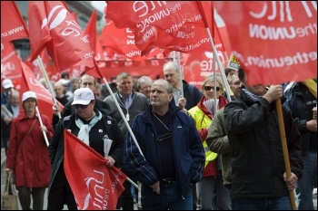 Jobs demo in Birmingham called by the Unite trade union , photo Paul Mattsson