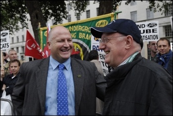 Bob Crow on RMT lobby against privatisation on the railways, photo Paul Mattsson
