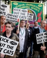 RMT lobby against privatisation on the railways , photo Paul Mattsson