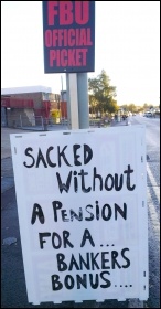 Banner at New Parks firestation, Leicester western, photo by S. Score