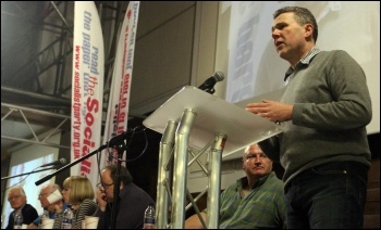 PCS general secretary Mark Serwotka addressing the Rally for Socialism, photo Senan