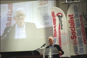 Keith Morrell addressing the Rally for Socialism, photo Senan