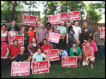 Ty Moore with supporters