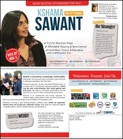 Kshama sawant election leaflet, photo by Socialist Alternative