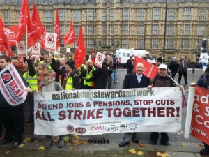 Steve Gillan, POA General Secretary (second from right) joins NSSN on lobby of parliament, photo by N Cafferky
