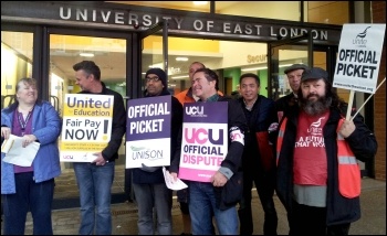 University of East London workers striking on 31 October 2013