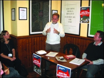 Brazilian socialist councillor Paulo Eduardo Gomes speaking in Manchester