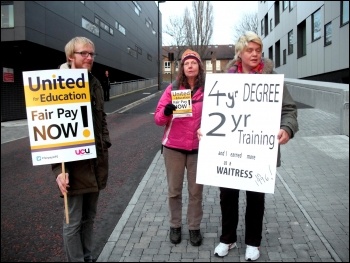 Newcastle FE college workers on strike on 3 December 2013