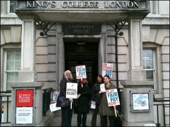 King;s College workers striking over pay on 3 December 2013