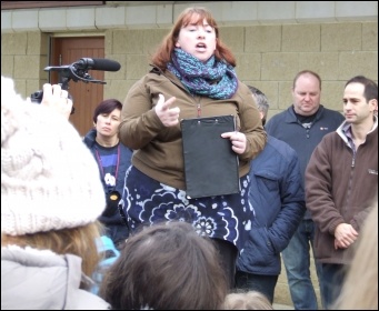 Socialist Party member Sheila Caffrey speaking at the Save Hengrove Park, photo Matt Carey