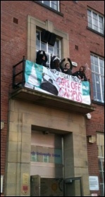 Banner drop at the Leeds protest Banner drop at the Leeds protest