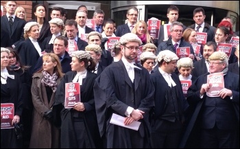 Solicitors and barristers protest outside Leeds combined courts, photo Tanis Belsham-Wray 