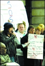 Protesting against care cuts in Mansfield, photo S Civi
