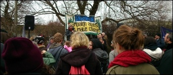 Demonstration against fracking on Barton Moss in Salford, 12.1.14, photo by M Kilsby