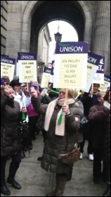 Glasgow residential care workers striking against pay cuts of up to £1,500 a year, photo by Socialist Party Scotland Glasgow residential care workers striking against pay cuts of up to £1,500 a year, photo by Socialist Party Scotland