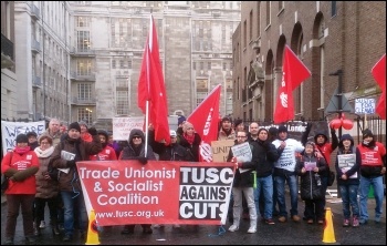 IWGB members and supporters take action over pensions at University College London, photo London SP