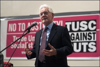 Southampton rebel councillor Keith Morrell addressing the TUSC conference, 1.2.14, photo by Paul Mattsson
