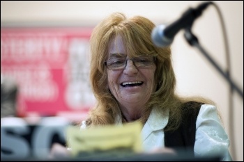 Mary Jackson, May 2013 TUSC mayoral candidate in Doncaster; speaking during the TUSC conference 1.2.14, photo Paul Mattsson