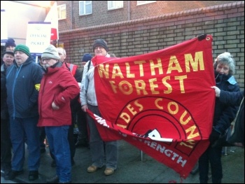 Waltham Forest trades council bringing solidarity. 5.2.14, photo by Ian Pattison