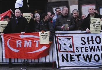RMT and TSSA memebers protesting against the threatened London Underground cuts, photo Paul Mattsson