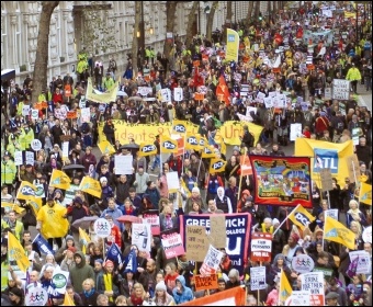 Part of the PCS contingent on the 2011 N30 London demo, photo by Senan