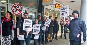 Carmarthen demo against Atos, 19.2.14, photo by Les Woodward