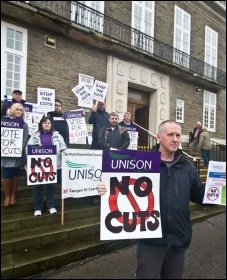 Camarthen lobby of council, 19.2.14, photo by Les Woodward