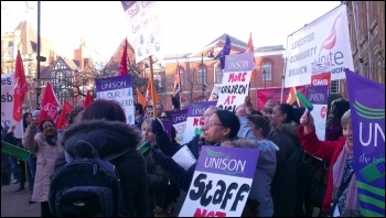 Protest against the council cuts budget, Leicester, February 2014, photo S Score