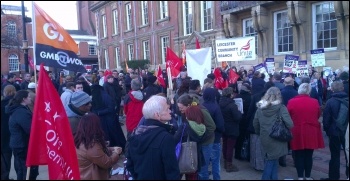 Protest against the council cuts budget, Leicester, February 2014, photo by S Score
