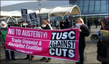 Outside Labour's special conference, 1.3.14