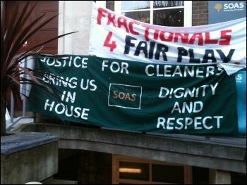 Outsourced cleaners working at SOAS college in London were on strike on 4 and 5 March 2014, photo I Pattison