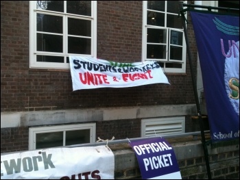 Outsourced cleaners working at SOAS college in London were on strike on 4 and 5 March , photos I Pattison