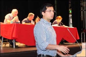 Ramon, a socialist from Mexico, speaking at the congress, photo by Senan
