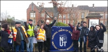 Picket line at Sir George Monoux College, Waltham Forest, London, 26.3.14, photo by Martin Reynolds Picket line at Sir George Monoux College, Waltham Forest, London, 26.3.14, photo by Martin Reynolds
