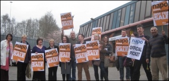 Napo strike in Salford, 31.3.14, photo by H Caffrey
