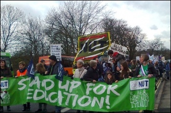 NUT members marching in Nottingham, 26.3.14, photo by Geraint Thomas