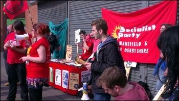 YFJ protest against zero-hour contracts at Sports Direct in Shirebrook