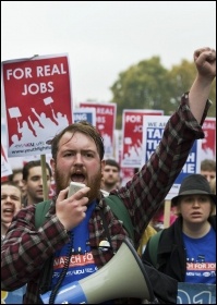 A Youth Fight for Jobs demonstrator on another protest, photo Paul Mattsson