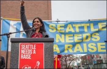 USA: Socialist Alternative Seattle councillor Kshama Sawant, photo by Alax Garland